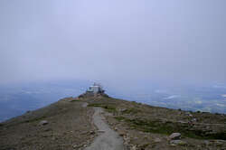 Foggy view of the Jasper Skytram